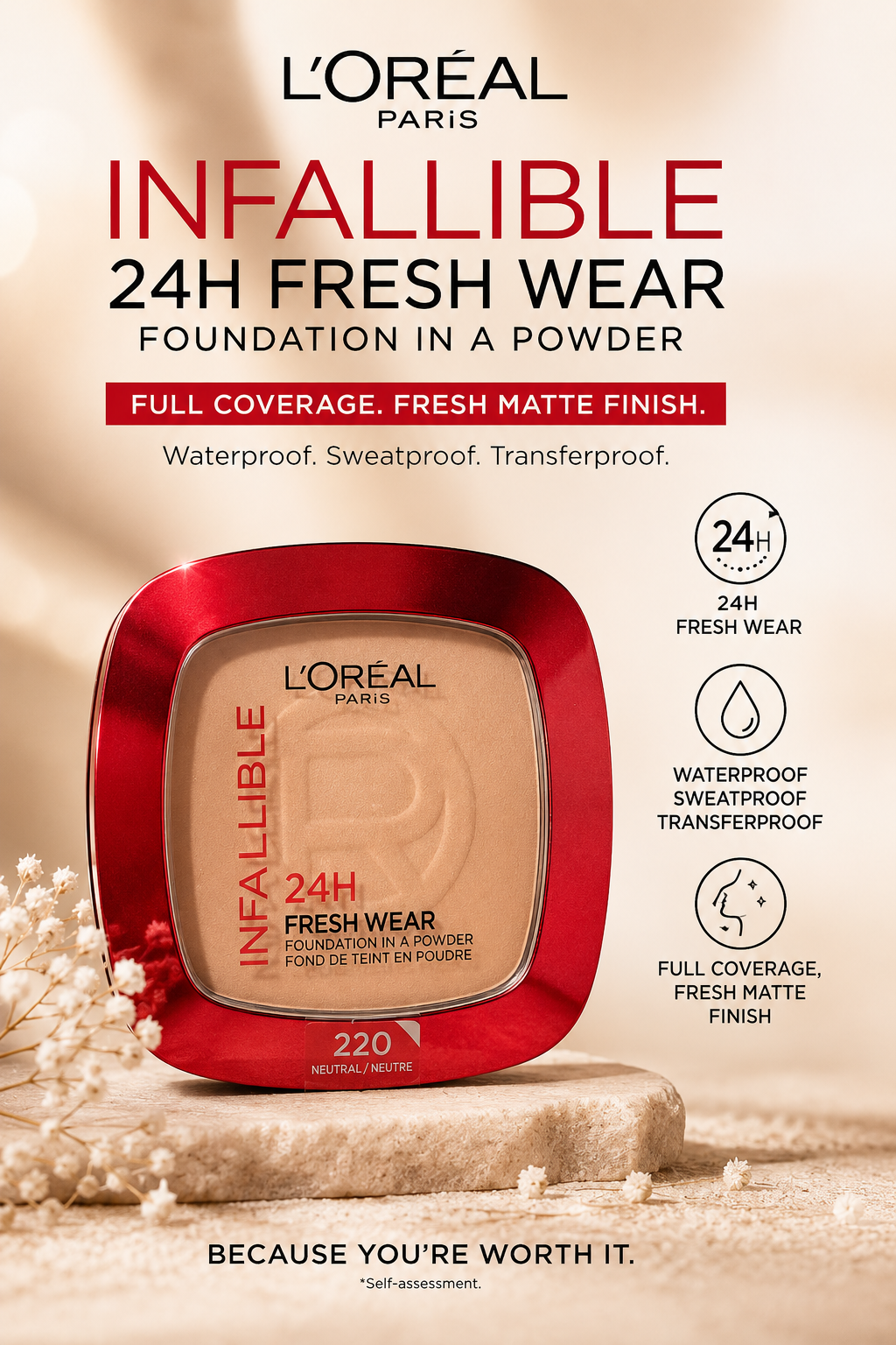 L’Oréal Paris Infallible 24H Fresh Wear Foundation in a Powder
