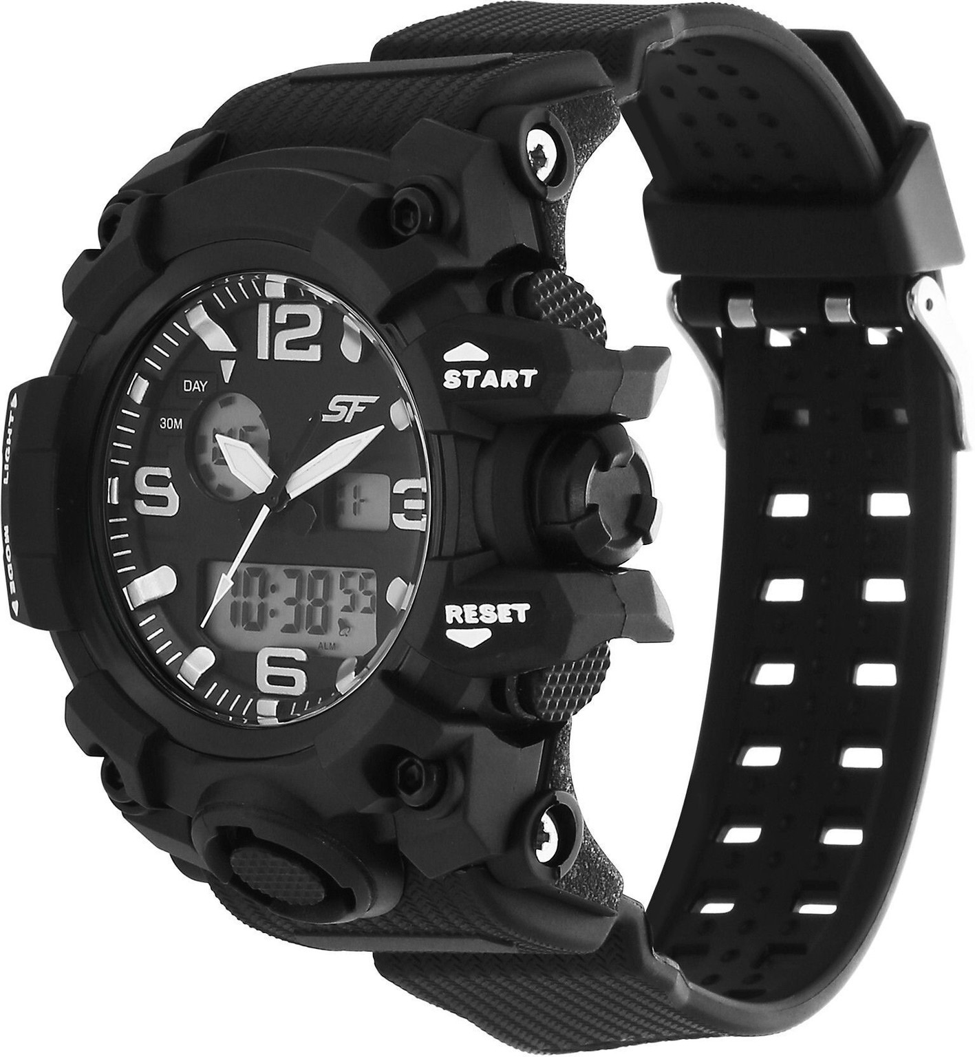 SONATA SF Sparq Digital Black Dial Black Polyurethane Strap Analog Watch - For Men 77129PP01W_img_1