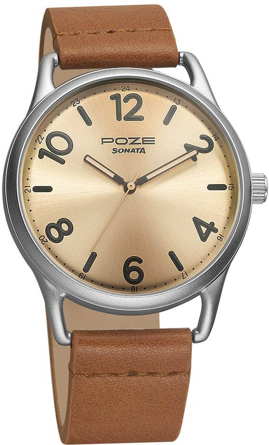 SONATA Poze by Quartz Analog Beige Dial PU Leather Strap Watch for Men Analog Watch  - For Men SP70014SL01_img_4