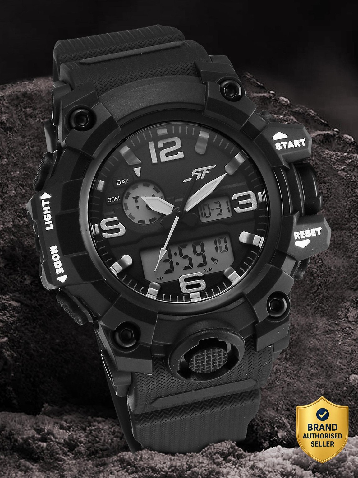 SONATA SF Sparq Digital Black Dial Black Polyurethane Strap Analog Watch - For Men 77129PP01W