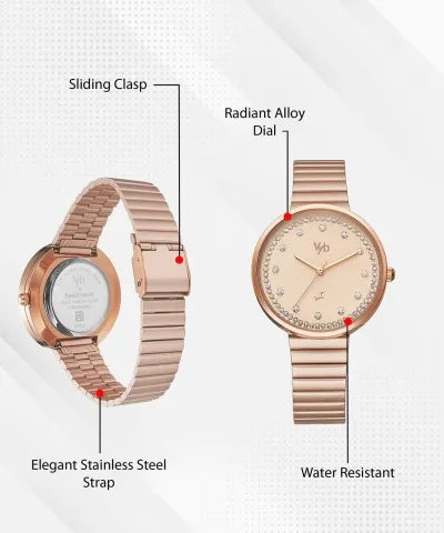 Fastrack Vyb Mirage Pink Dial Pink Stainless Steel Strap Analog Watch - For Women FV60003WM01_img_4
