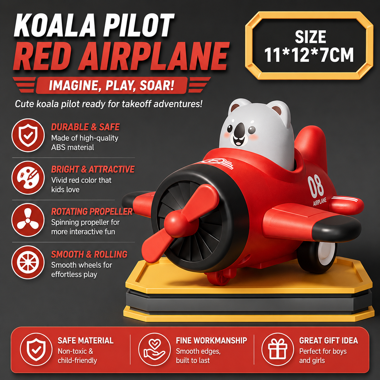 Kids Animal Pilot Mini Airplane Toy | Push-To-Go Rotating Propeller Toy For Kids_img_8