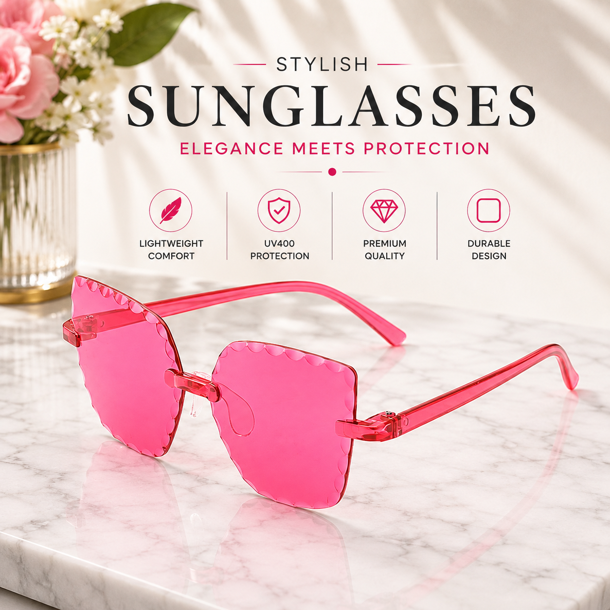 Kids Stylish Scalloped Sunglasses for Girls & Boys | Trendy UV Protection Fashion Eyewear with Sunglass Case_img_7
