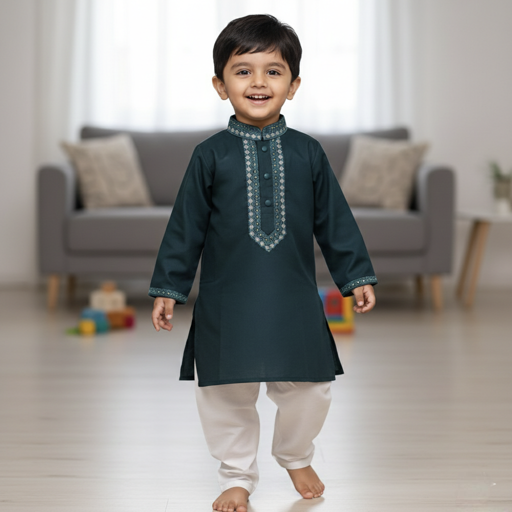 Kids Boy Premium Elegant China Saffron EID Panjabi with Pant (1 to 7 years)_img_2