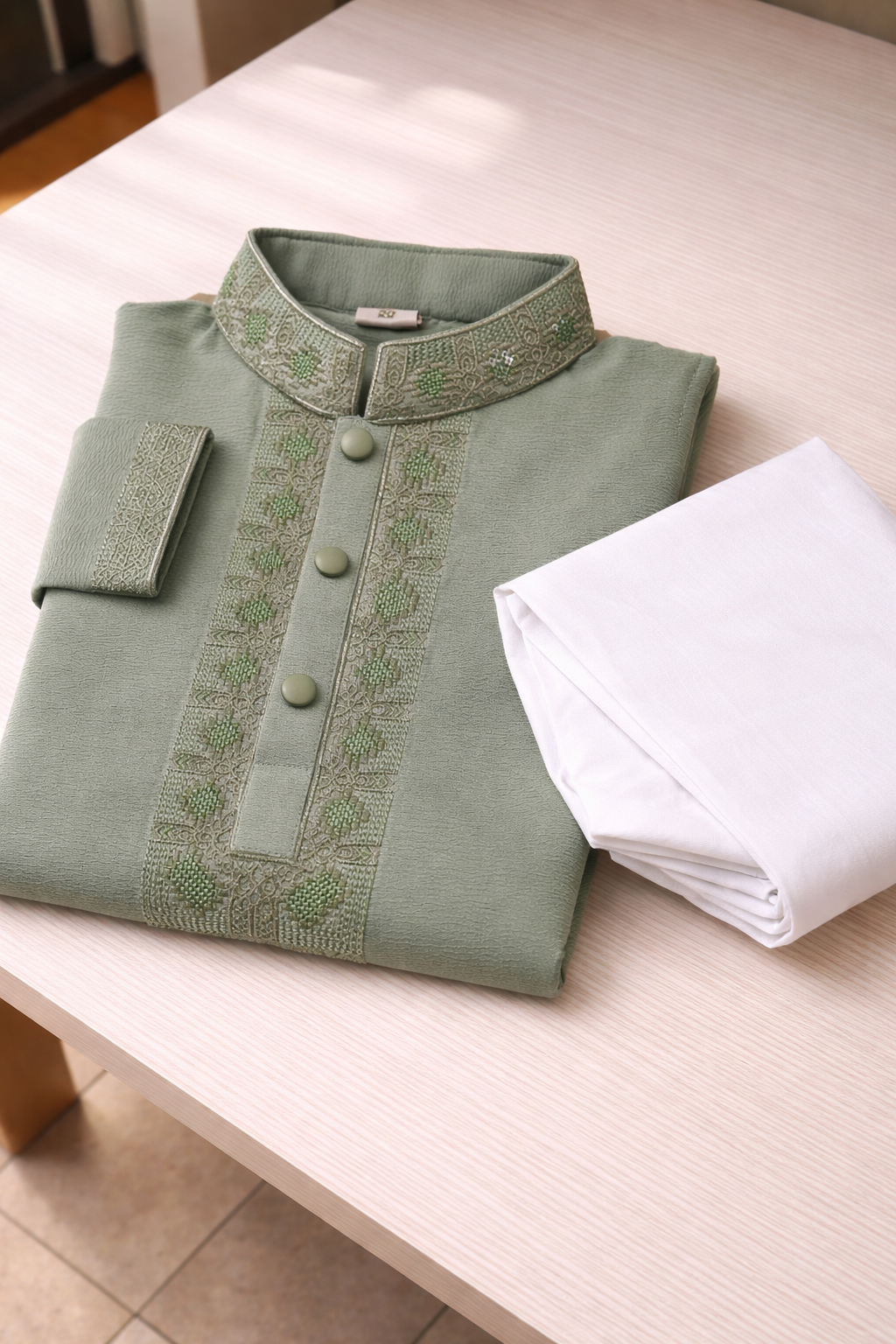 Kids Boy Premium Elegant China Vangchur Green EID Panjabi with Pant (1 to 7 years)_img_1