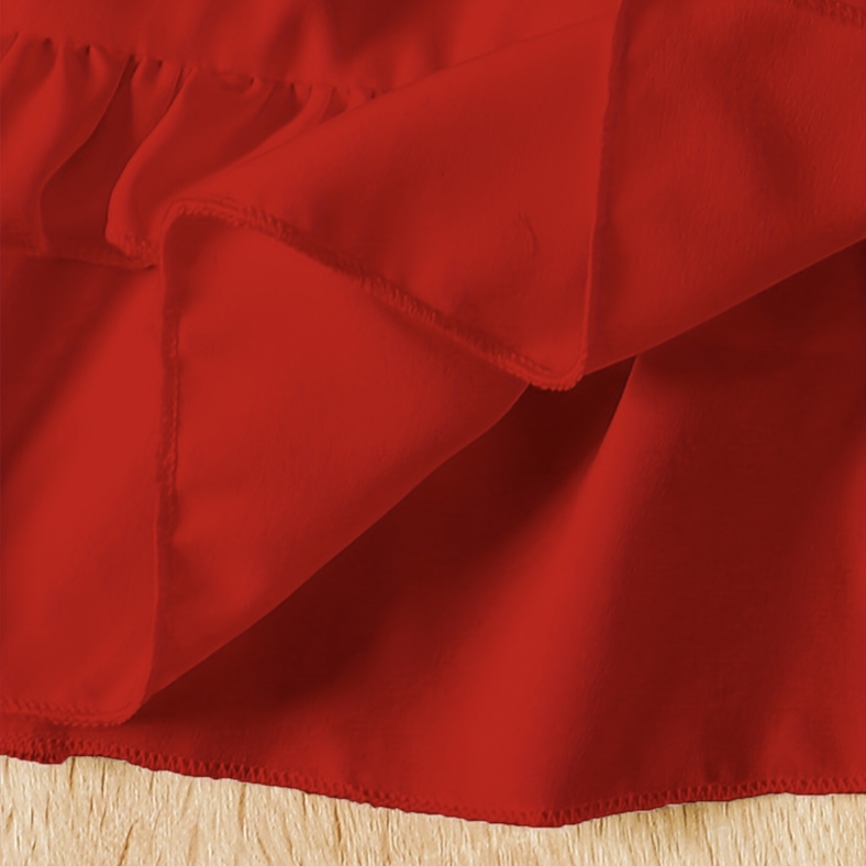 Kids Girls Red Ruffle Party Dress with Belt (3 to 8 years)_img_5