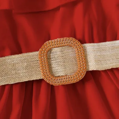Kids Girls Red Ruffle Party Dress with Belt (3 to 8 years)_img_4