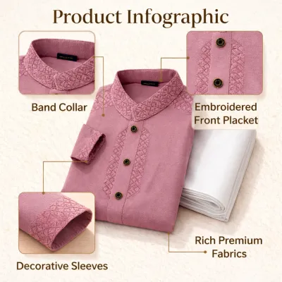 Kids Premium Mauve Embroidered China Saffron Eid Punjabi (2 to 8 years)_img_4
