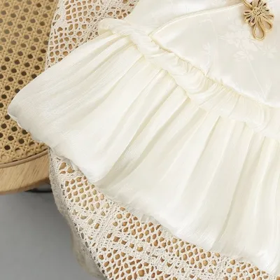 Baby Girl Elegant Sleeveless White Princess Floral Jacquard Summer Party Dress (0 to 18 months)_img_7