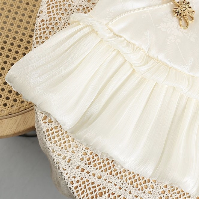 Baby Girl Elegant Sleeveless White Princess Floral Jacquard Summer Party Dress (0 to 18 months)_img_7