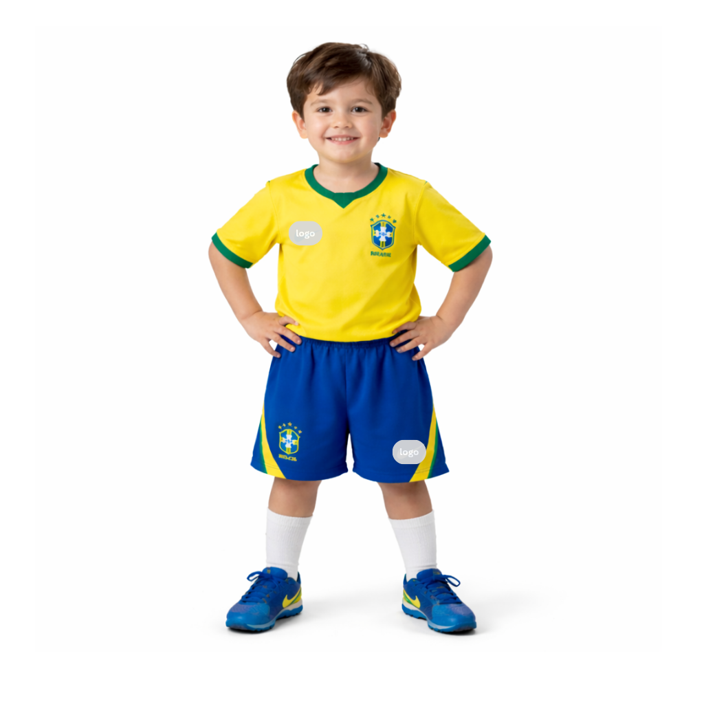 Kids Boy Premium Brazil Football World Cup 2026 (HOME / AWAY) Jersey Set (1 to 6 years)_img_0