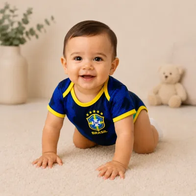 Baby Brazil World Cup 2026 Home/ Away Jersey Romper Dress - Soft Cotton Football Jersey Bodysuit (0 to 12 months)_img_1
