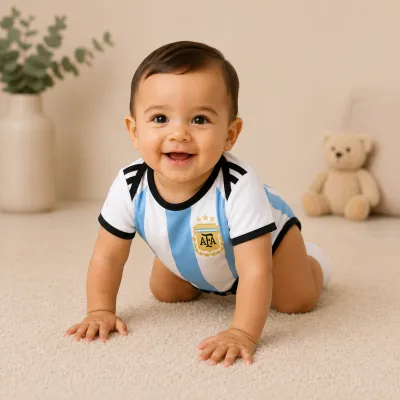 Baby Argentina World Cup 2026 Home / Away Jersey Romper Dress - Soft Cotton Football Jersey Bodysuit (0 to 12 months)_img_0