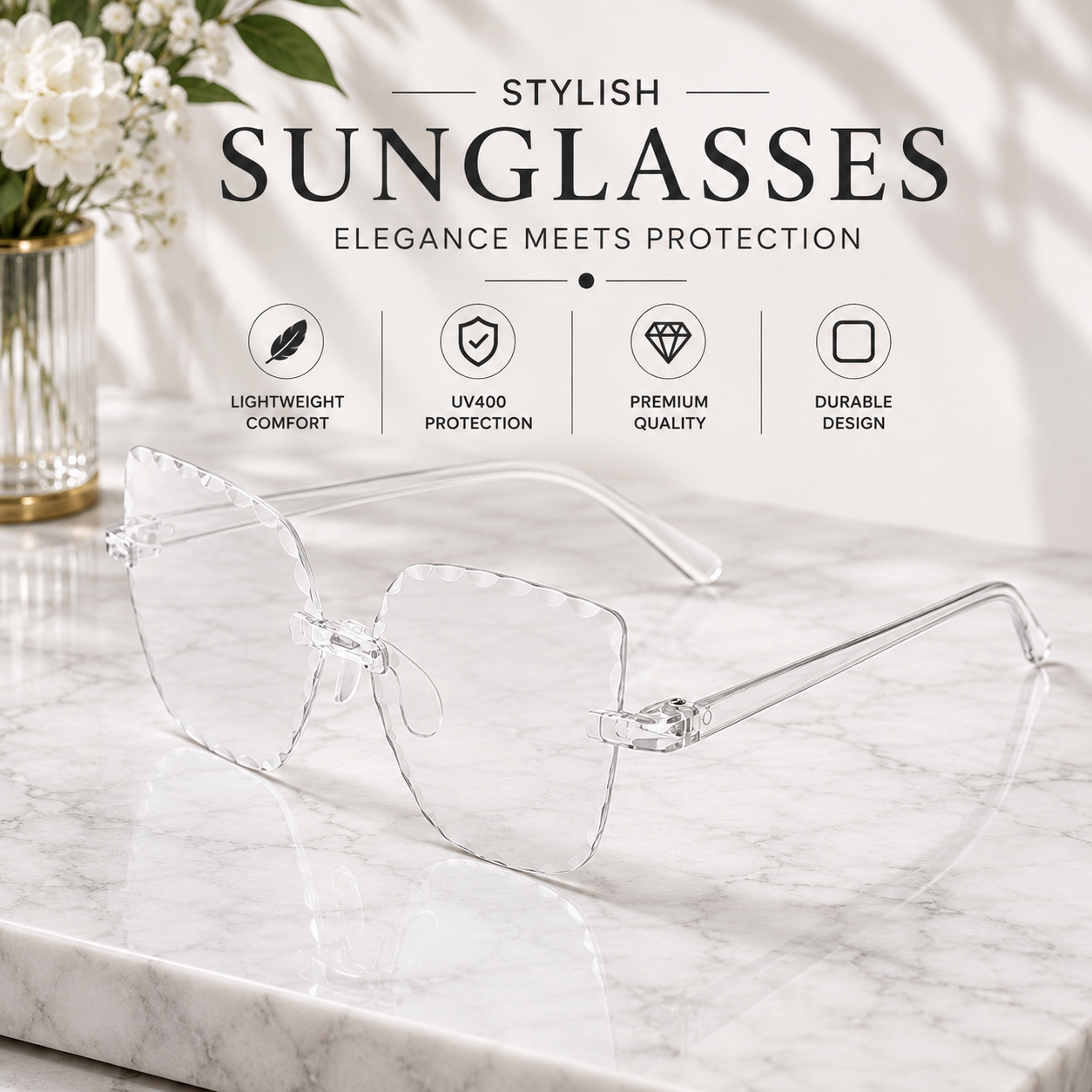 Kids Stylish Scalloped Sunglasses for Girls & Boys | Trendy UV Protection Fashion Eyewear with Sunglass Case_img_8