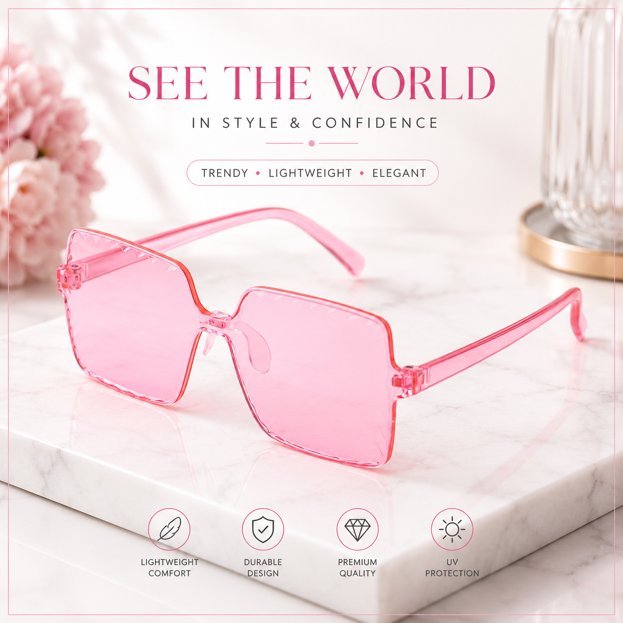 Kids Stylish Square Sunglasses for Boys & Girls | Lightweight UV Protection Eyewear with Sunglass Case_img_2