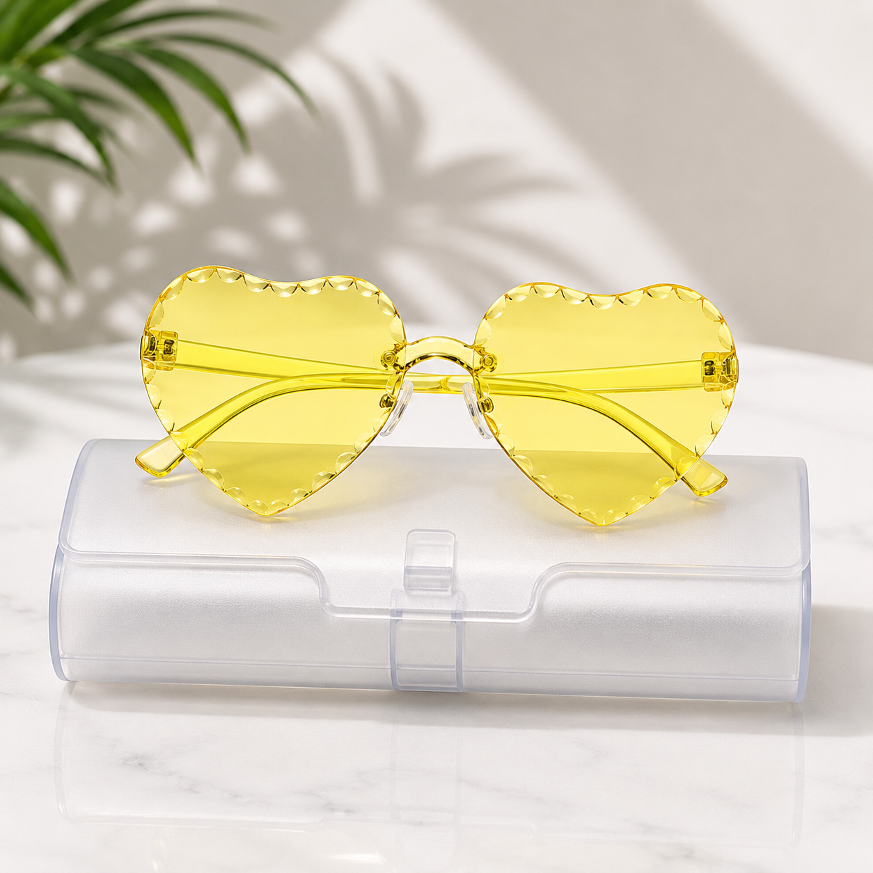 Kids Heart Shape Rimless Sunglasses | UV400 Fashion Eyewear | Stylish Transparent Frame with Sunglasses Case_img_8