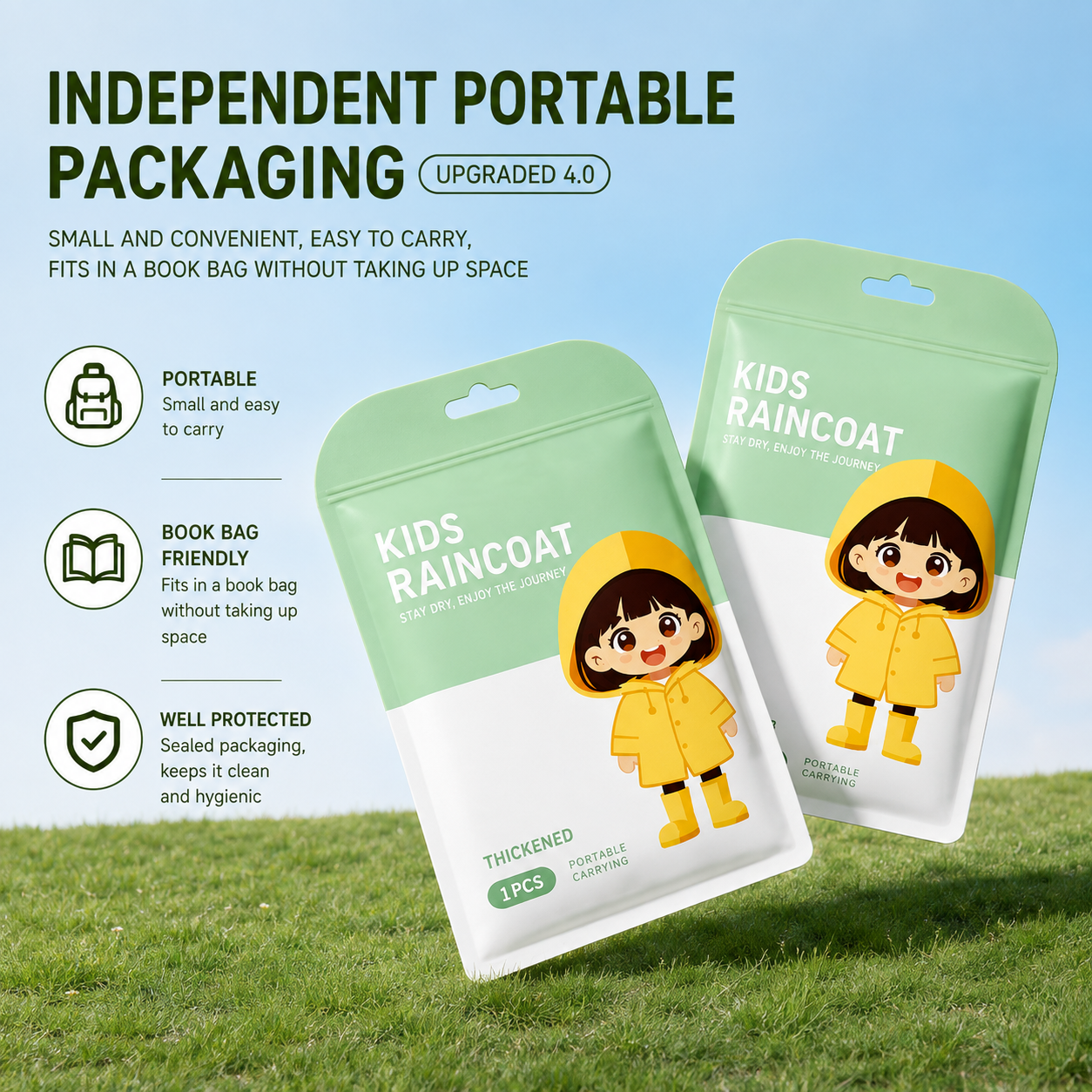 Kids PEVA Hooded Raincoat with Backpack Space - Waterproof & Lightweight Children's Raincoat (3 to 8 years)_img_6