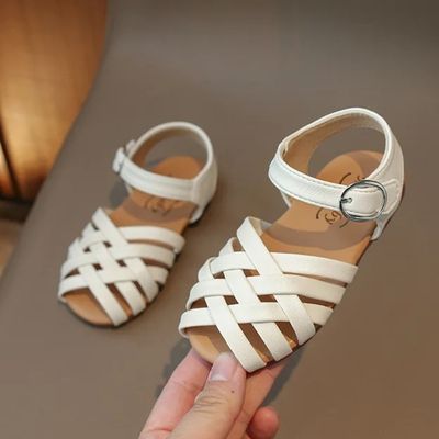 Kids Girls Cross Strap Summer Beach Leather Sandals (1.5 to 5 years)_img_4
