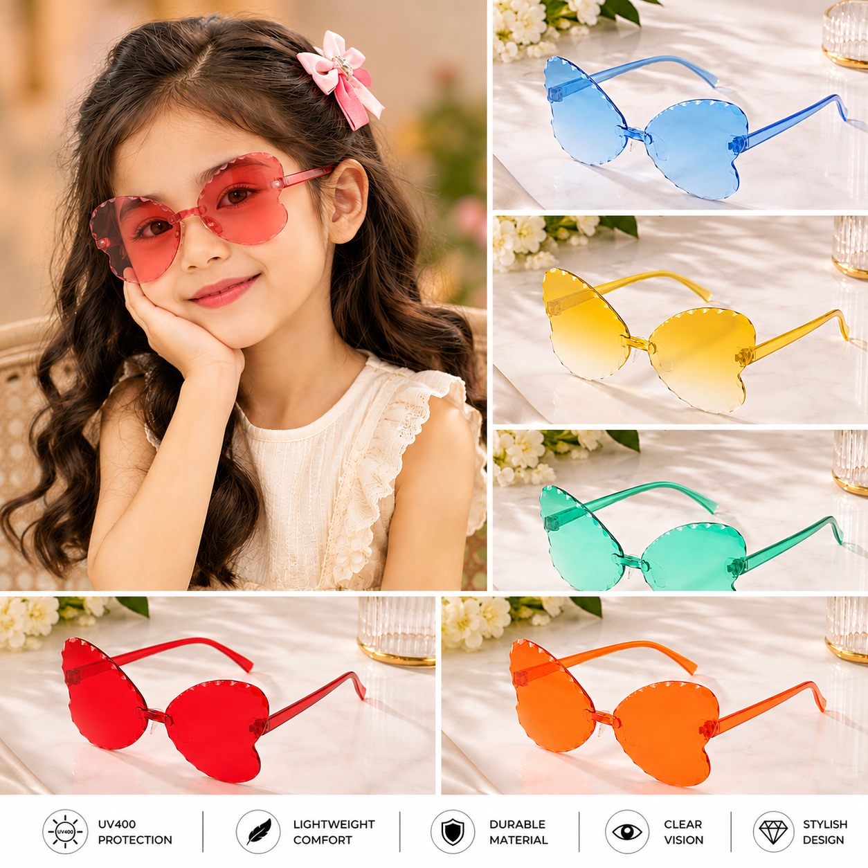 Kids Butterfly Sunglasses for Girls | Stylish UV400 Sunglasses with Sunglass Case_img_0