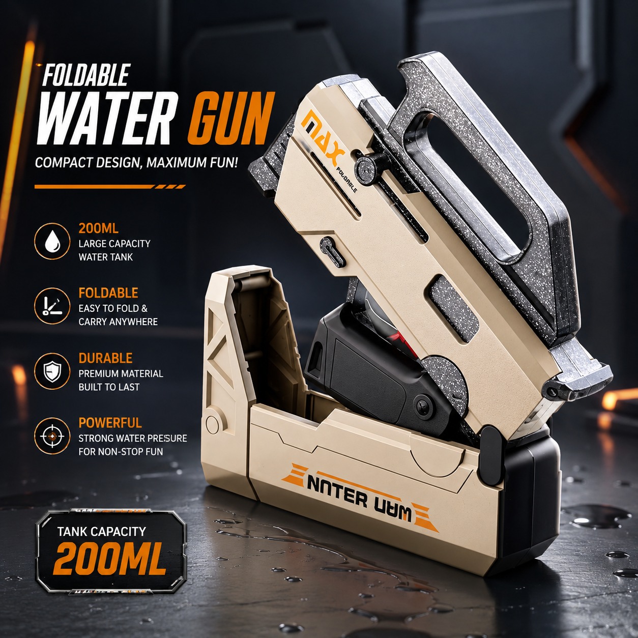 Kids FMG9 Foldable Water Gun – Large Capacity Water Blaster | Fun Outdoor Water Toy_img_3