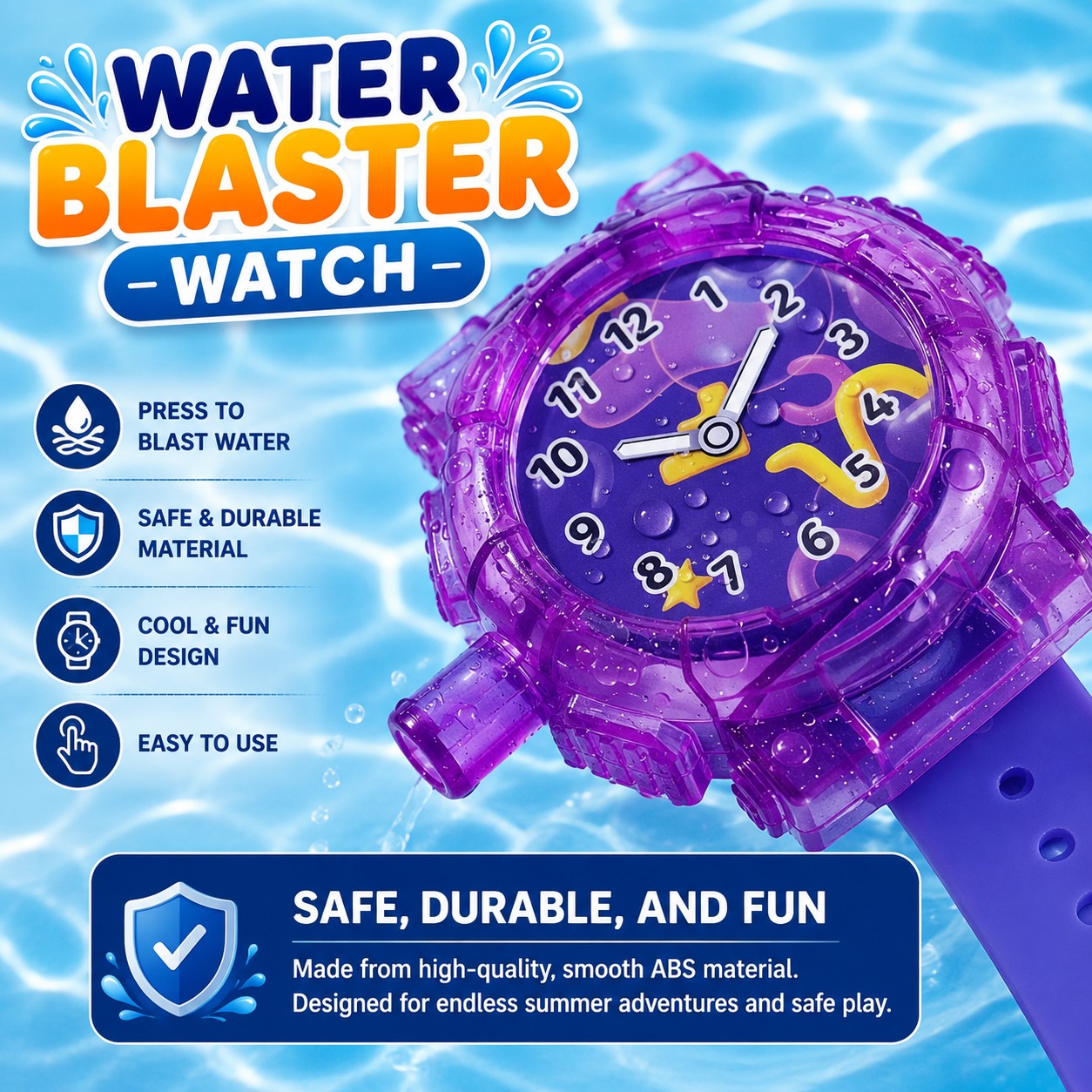 Kids Water Blaster Watch Toy | Wearable Water Spray Gun For Boys & Girls_img_4