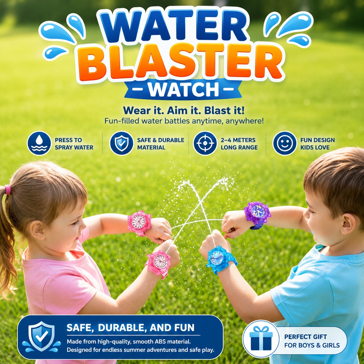 Kids Water Blaster Watch Toy | Wearable Water Spray Gun For Boys & Girls_img_0