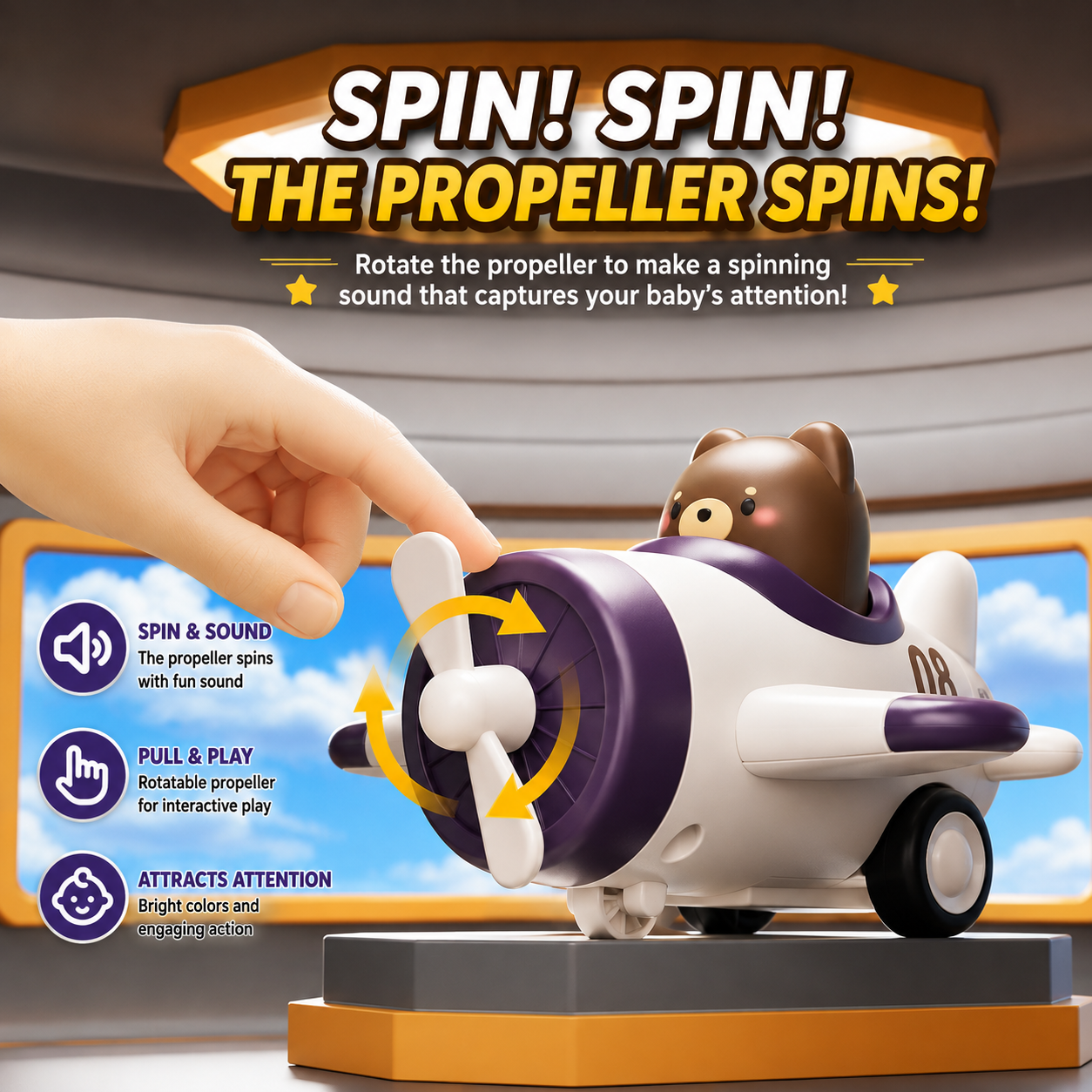 Kids Animal Pilot Mini Airplane Toy | Push-To-Go Rotating Propeller Toy For Kids_img_4