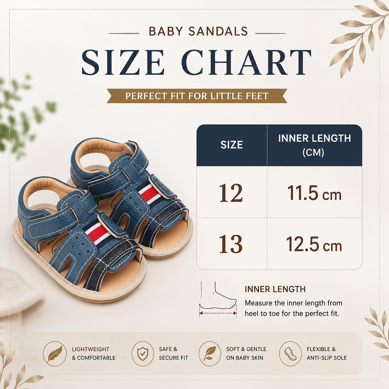Baby Premium Baby Anti-Slip Soft Sole Lightweight First Walker Versatile Sandals (6 to 18 months)_img_6