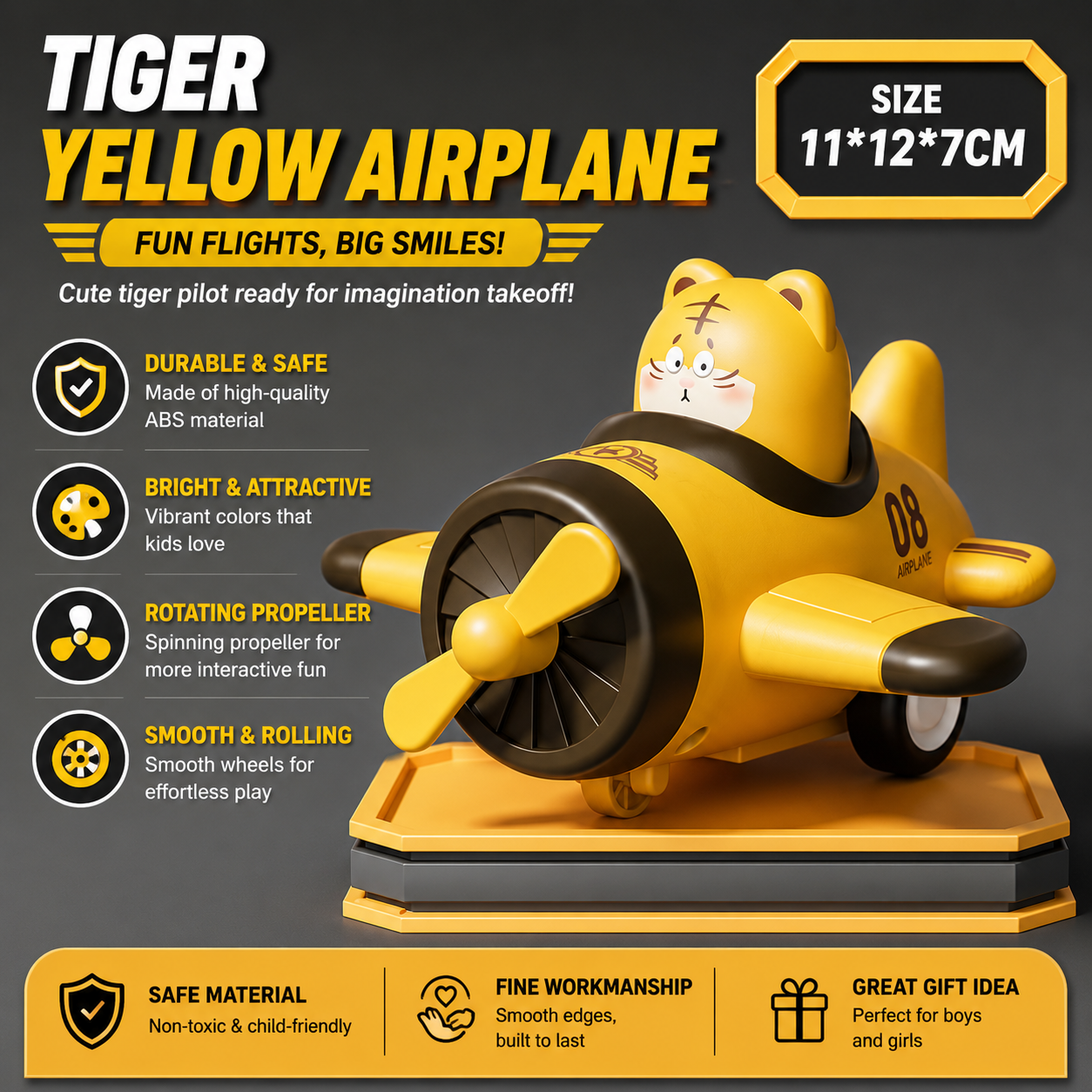 Kids Animal Pilot Mini Airplane Toy | Push-To-Go Rotating Propeller Toy For Kids_img_6