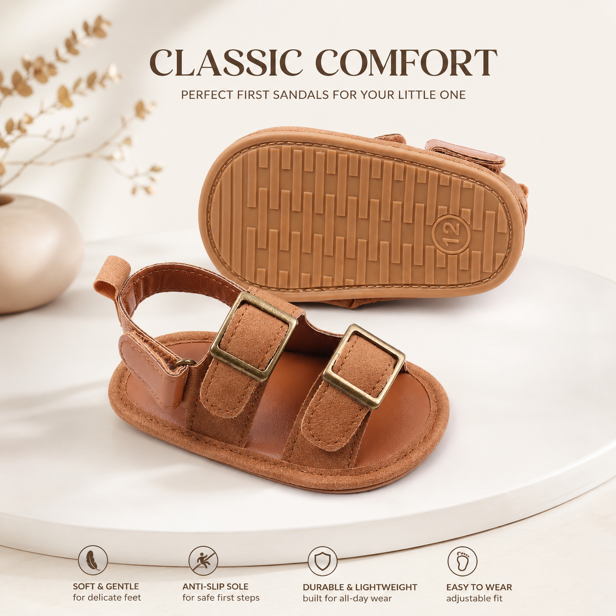 Baby Soft Sole Brown Summer Sandals (6 to 18 months)