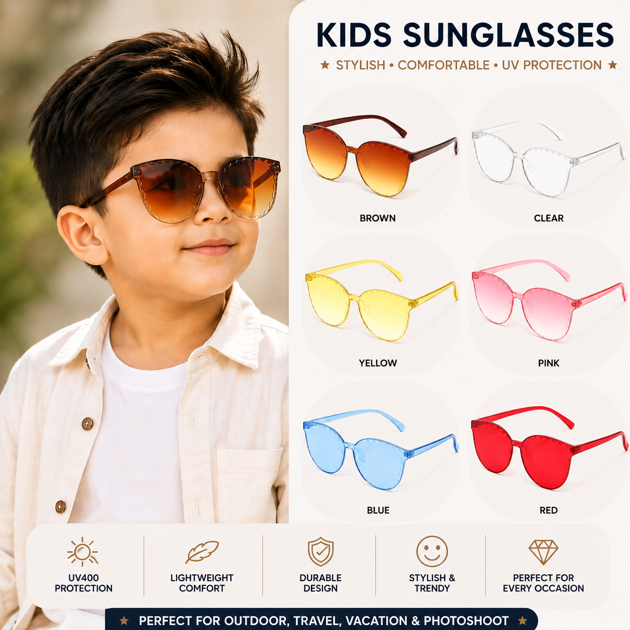 Kids Stylish Crossover Sunglasses for Boys & Girls | Trendy UV Protection Eyewear with Sunglass Case_img_0