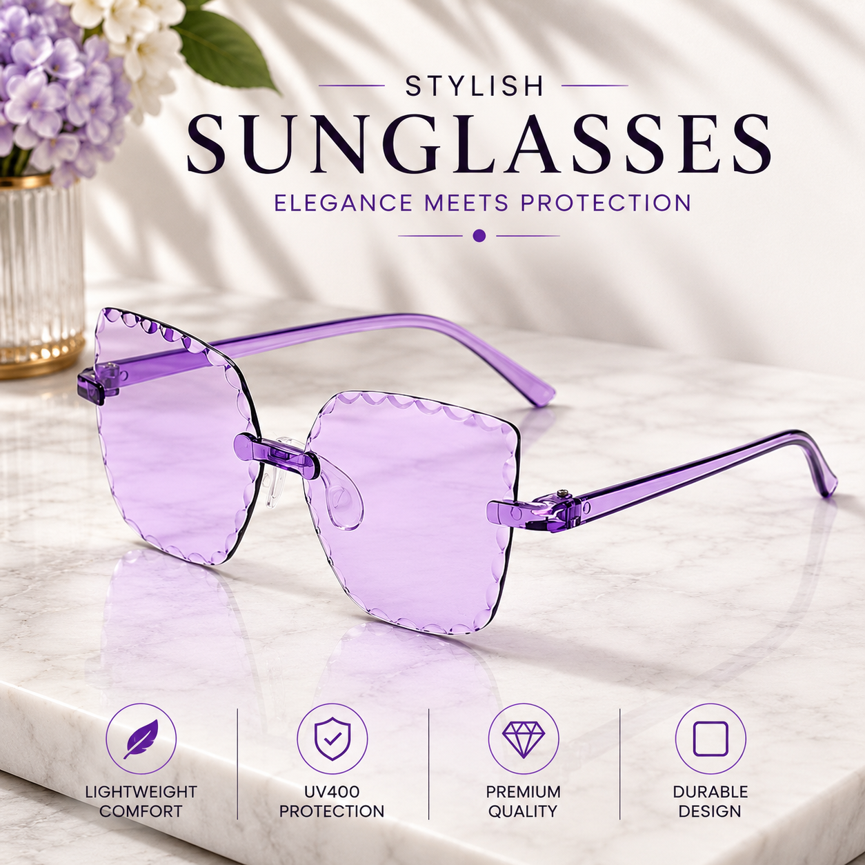 Kids Stylish Scalloped Sunglasses for Girls & Boys | Trendy UV Protection Fashion Eyewear with Sunglass Case_img_6