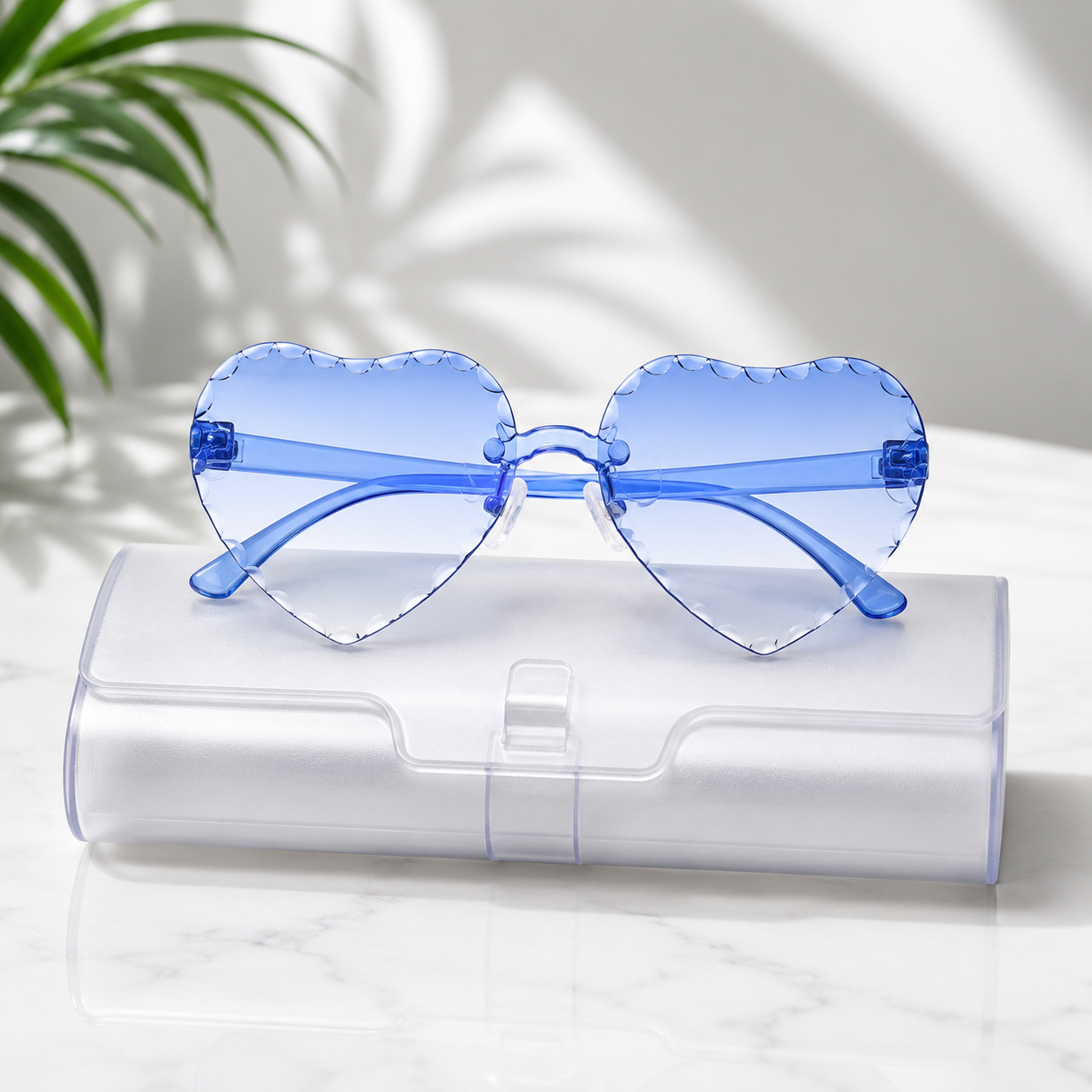 Kids Heart Shape Rimless Sunglasses | UV400 Fashion Eyewear | Stylish Transparent Frame with Sunglasses Case_img_9