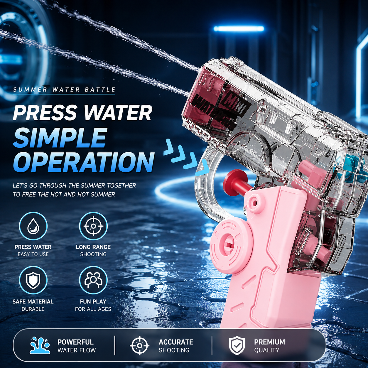 Kids Gyro Double Hole Water Gun | Foldable Mini Water Blaster | Summer Outdoor Water Toy_img_3