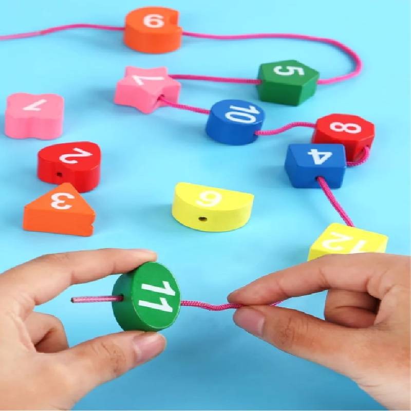 Kids Wooden Educational Clock Toy With Number Shapes - Learning Time, Shapes & Colors Montessori Toy Set_img_3