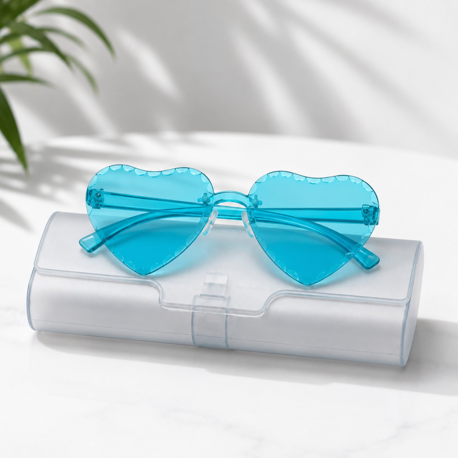 Kids Heart Shape Rimless Sunglasses | UV400 Fashion Eyewear | Stylish Transparent Frame with Sunglasses Case_img_4