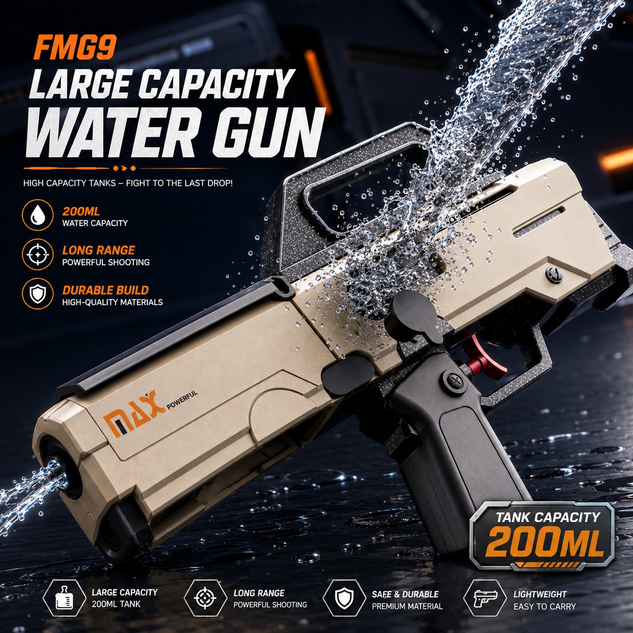 Kids FMG9 Foldable Water Gun – Large Capacity Water Blaster | Fun Outdoor Water Toy_img_4