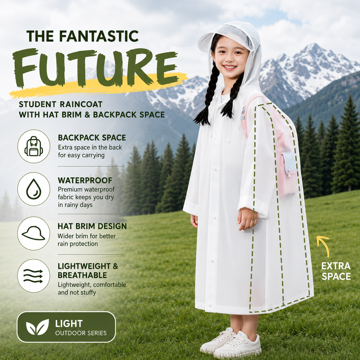 Kids PEVA Hooded Raincoat with Backpack Space - Waterproof & Lightweight Children's Raincoat (3 to 8 years)_img_0
