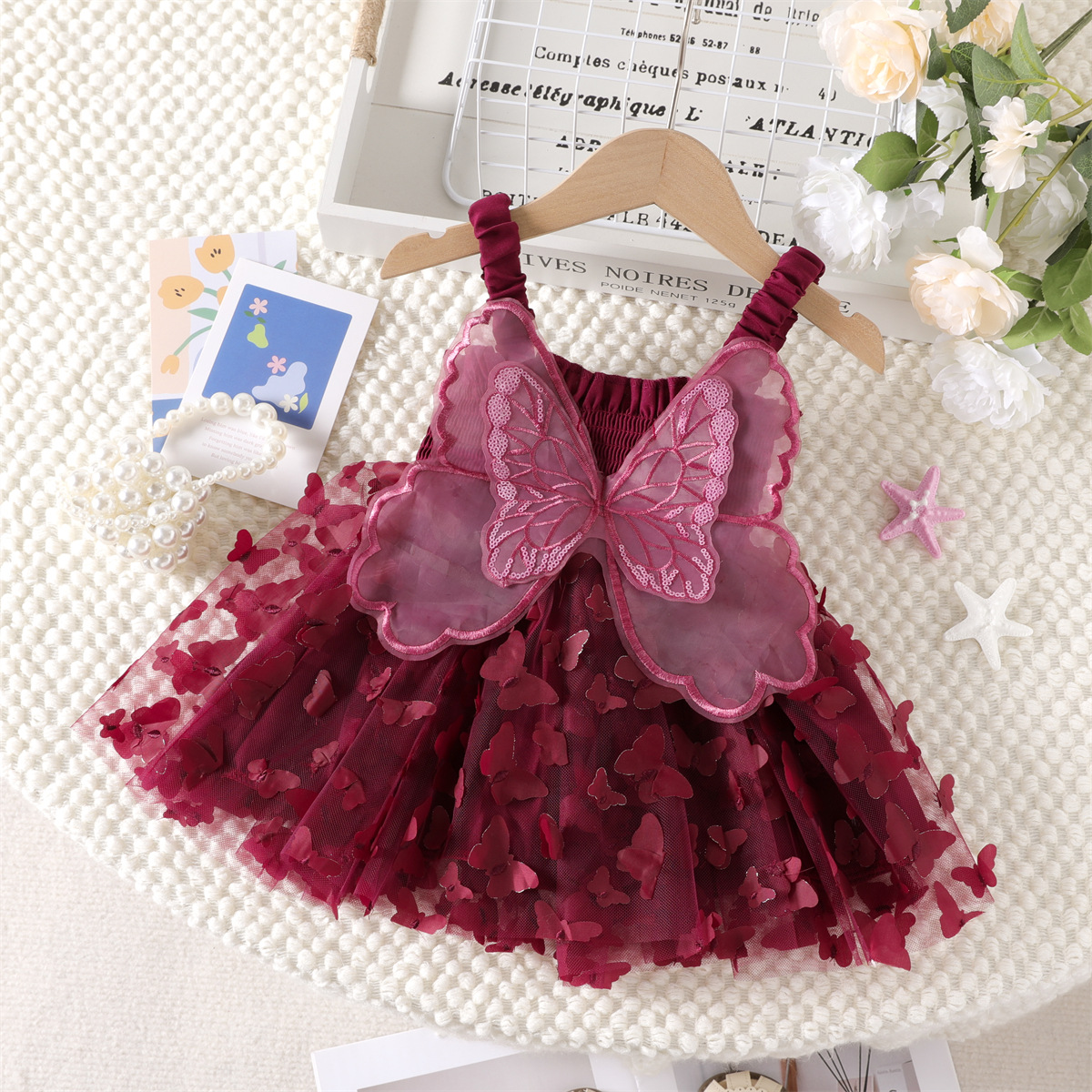 Baby Girl Butterfly Wings Fairy Sleeveless Pleated Lace Summer Dress (6 months to 3 years)_img_7