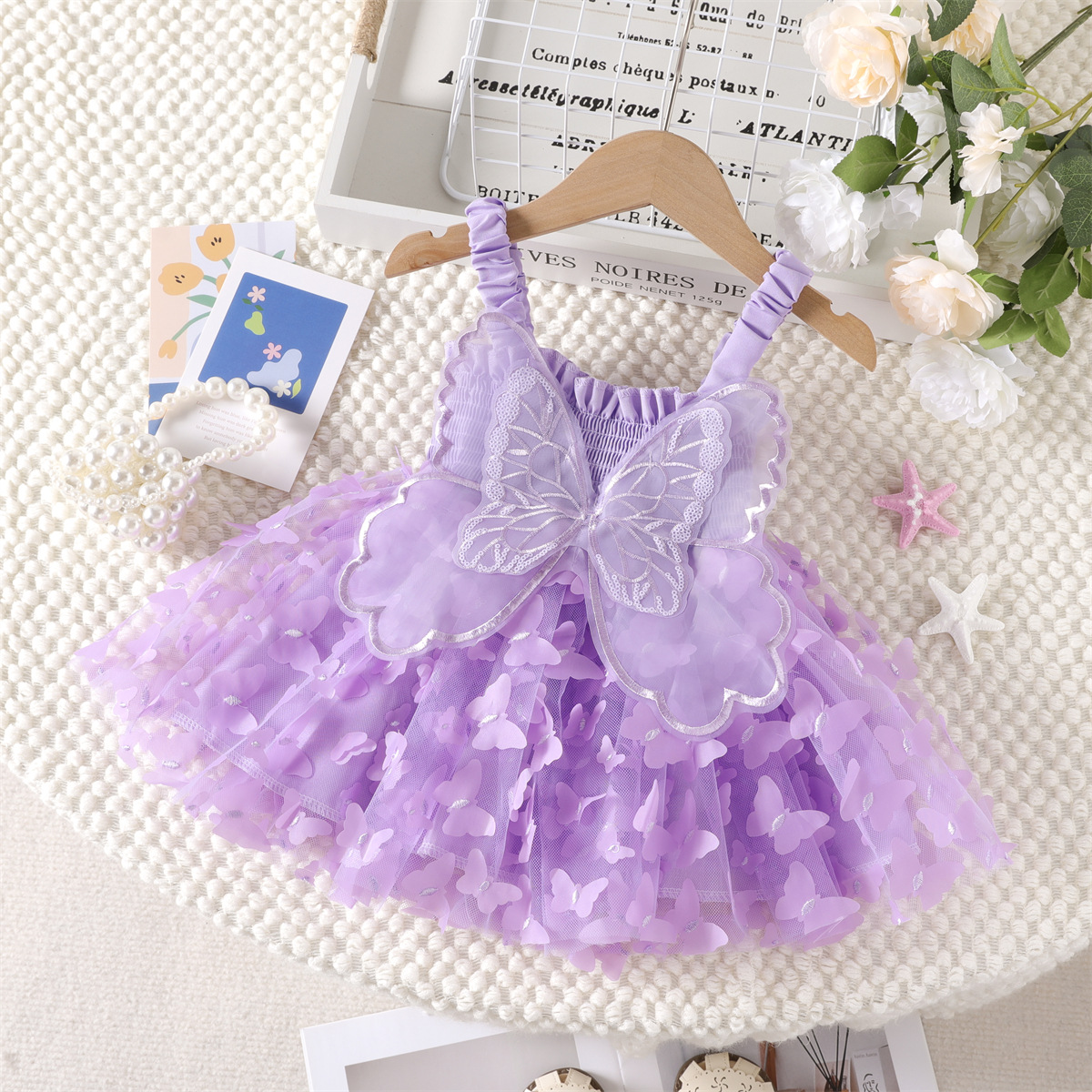Baby Girl Butterfly Wings Fairy Sleeveless Pleated Lace Summer Dress (6 months to 3 years)_img_8