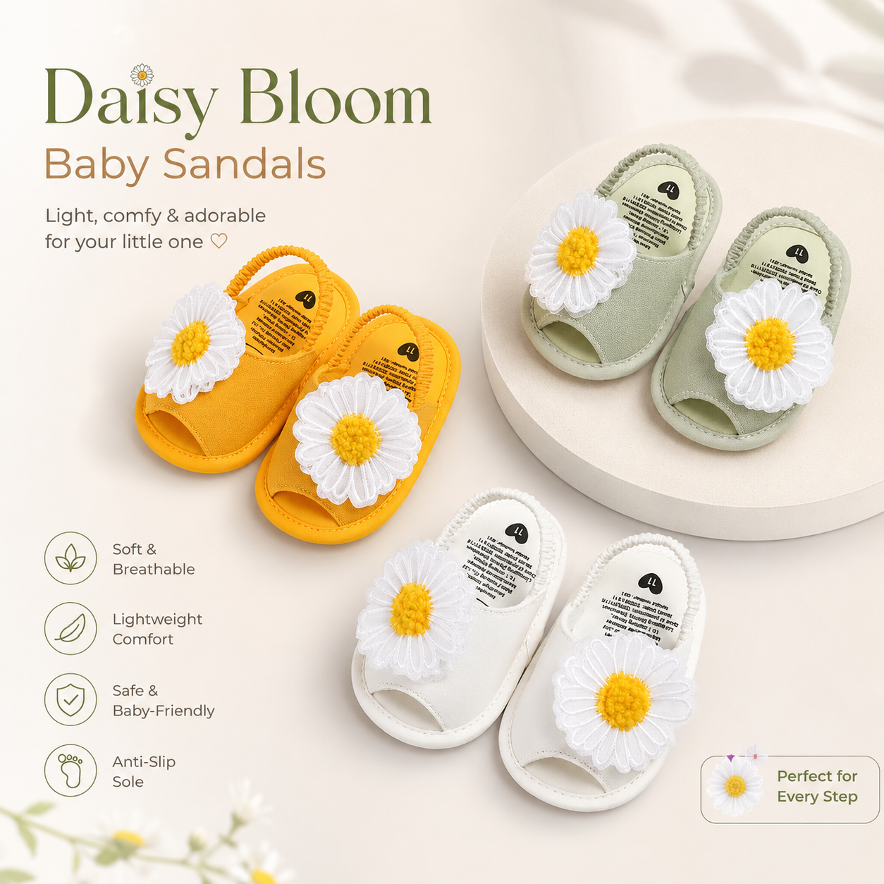Baby Summer Cute Flower Daisy Sandals (6 to 15 Months)_img_2
