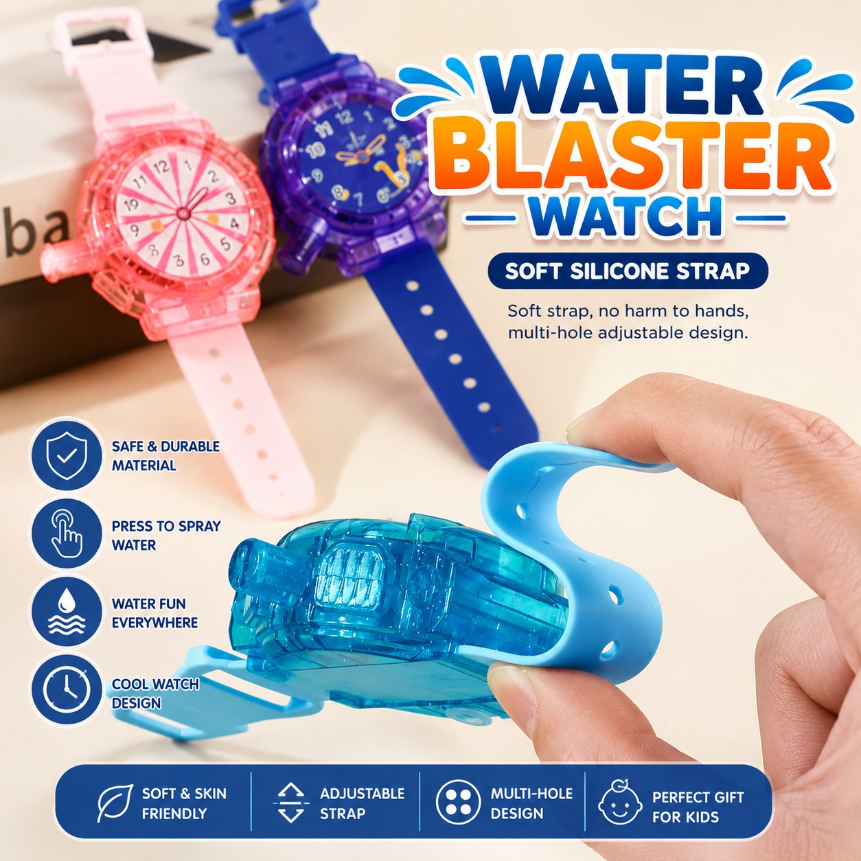 Kids Water Blaster Watch Toy | Wearable Water Spray Gun For Boys & Girls_img_3