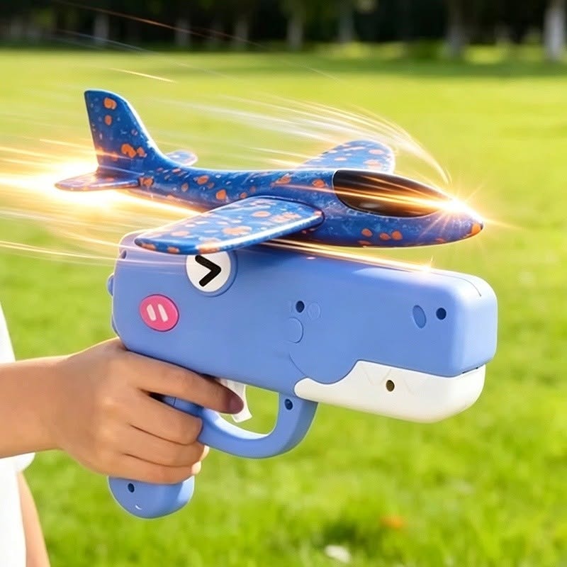 Kids Foam Airplane Launcher Gun Toy | EVA Glider Plane with Catapult Launcher | Outdoor Flying Toy for Boys & Girls_img_0