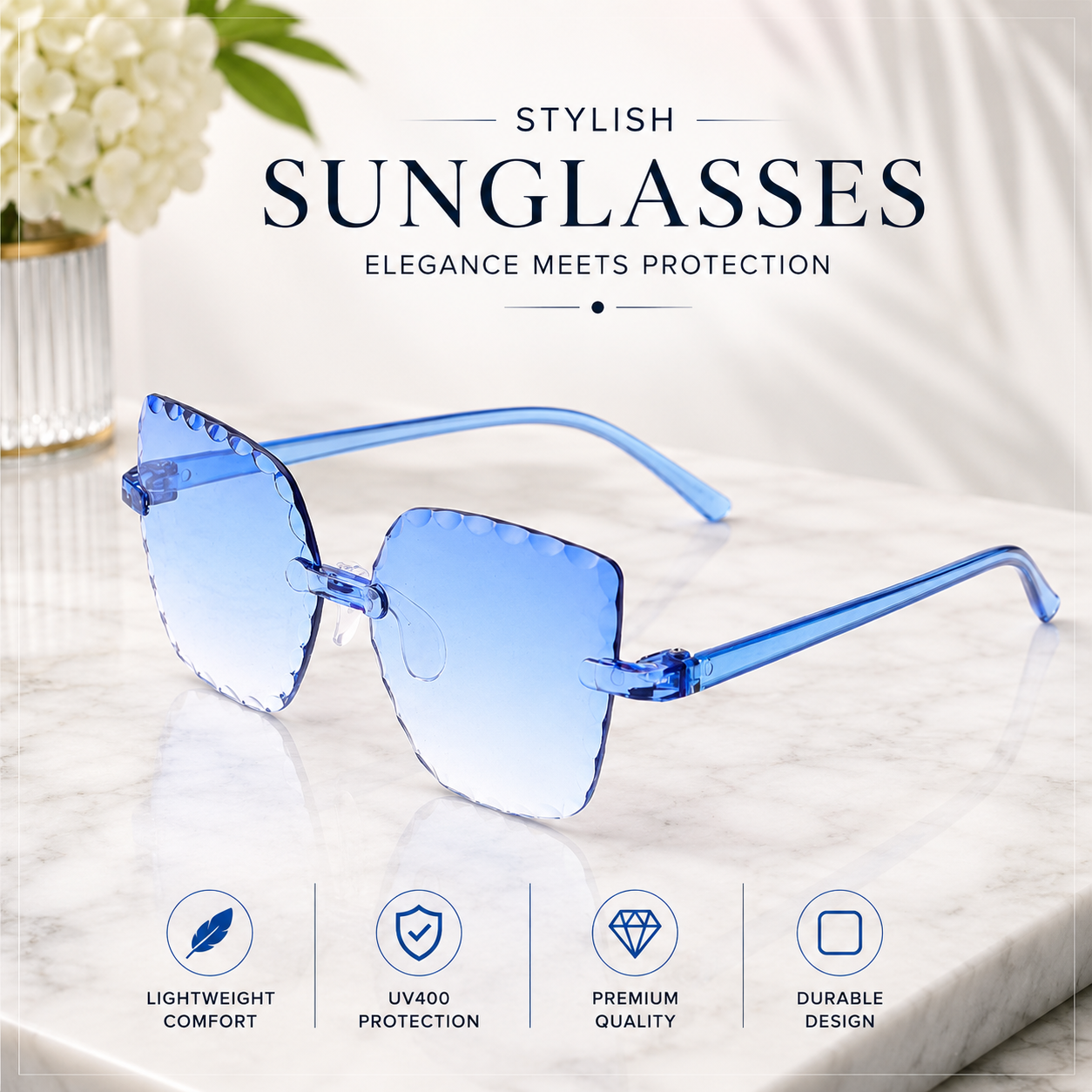 Kids Stylish Scalloped Sunglasses for Girls & Boys | Trendy UV Protection Fashion Eyewear with Sunglass Case_img_4