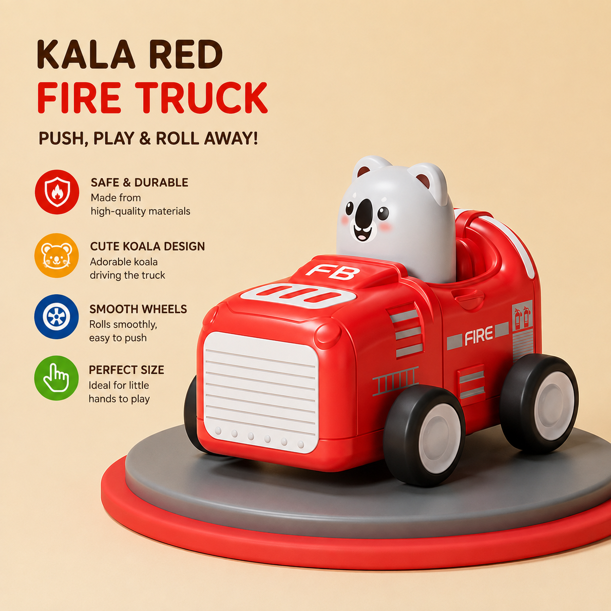 Kids Cute Animal Press Push Car Toy | Mini Fire, Police, Engineer & Doctor Cars_img_5