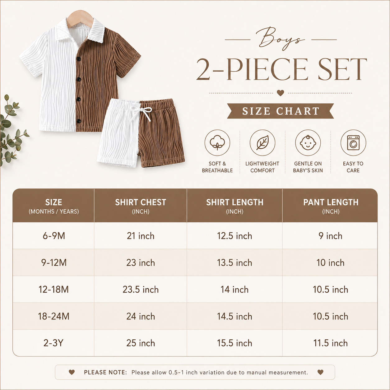 Kids Half White & Brown Ribbed Shirt & Shorts Set | Stylish Baby Boy Outfit (6 Months–3 Years)_img_7