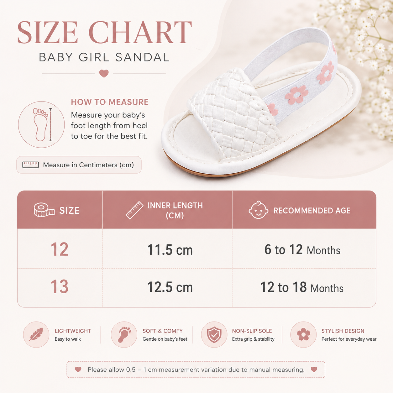 Baby Girl Soft Woven Lightweight Non-Slip Elastic Sandals (6–18 Months)_img_2