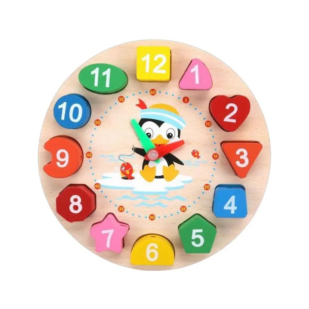 Kids Wooden Educational Clock Toy With Number Shapes - Learning Time, Shapes & Colors Montessori Toy Set_img_8