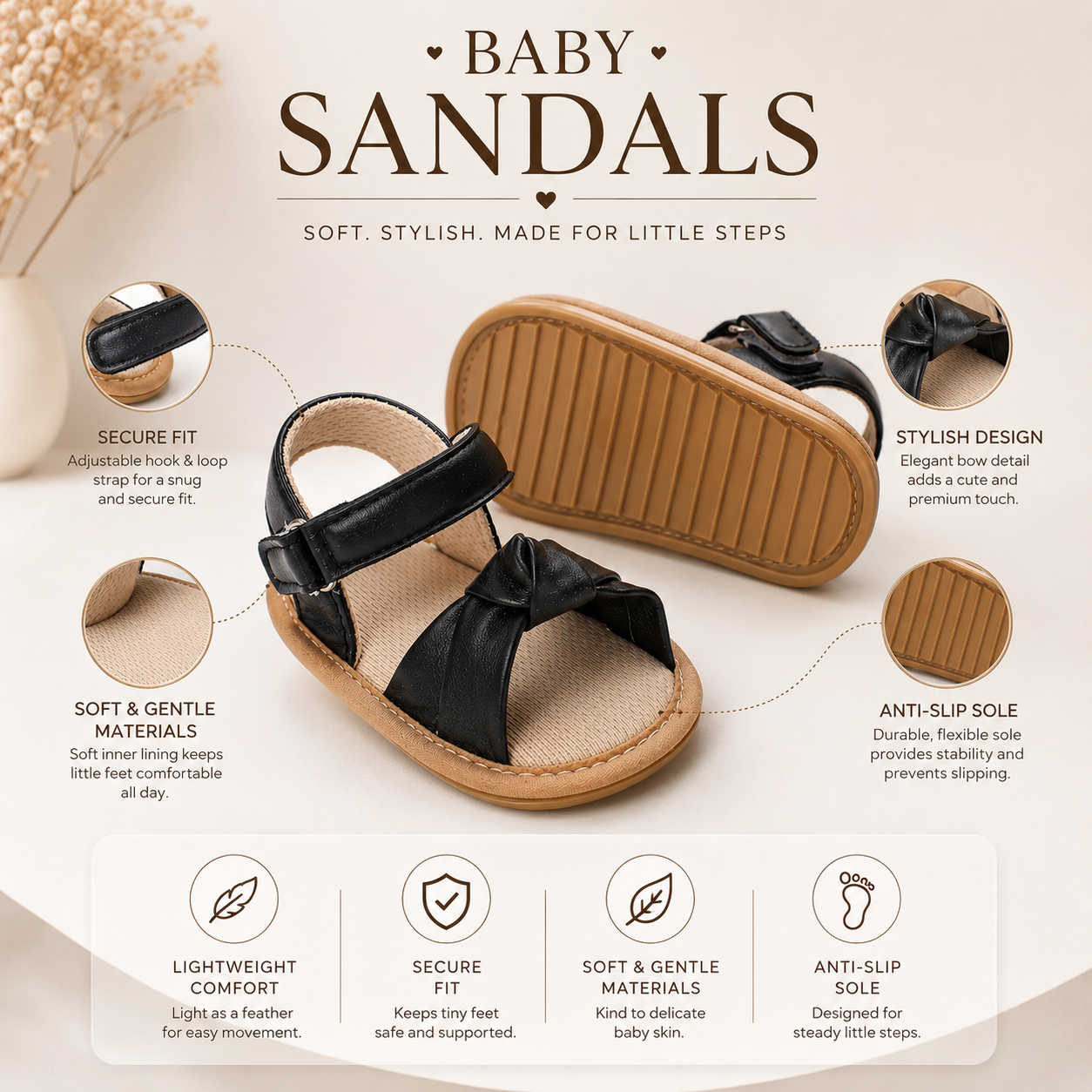 Baby Ribbon Soft Comfortable Anti-Slip Sandals (6 to 18 months)_img_3