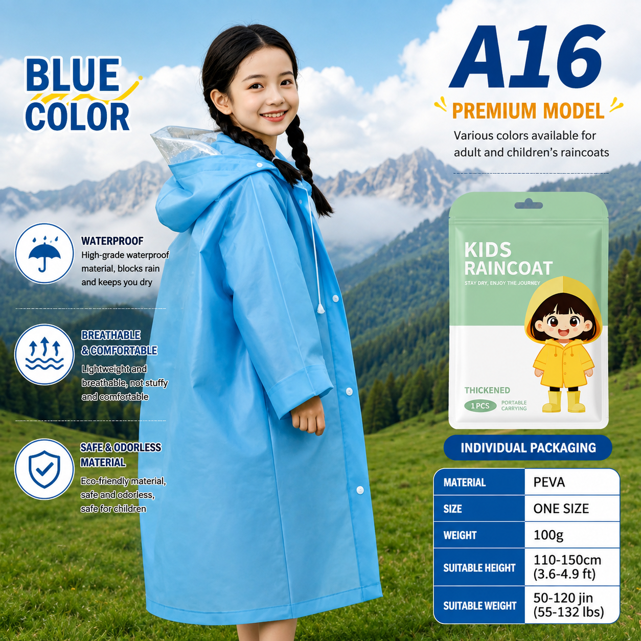 Kids PEVA Hooded Raincoat with Backpack Space - Waterproof & Lightweight Children's Raincoat (3 to 8 years)_img_8